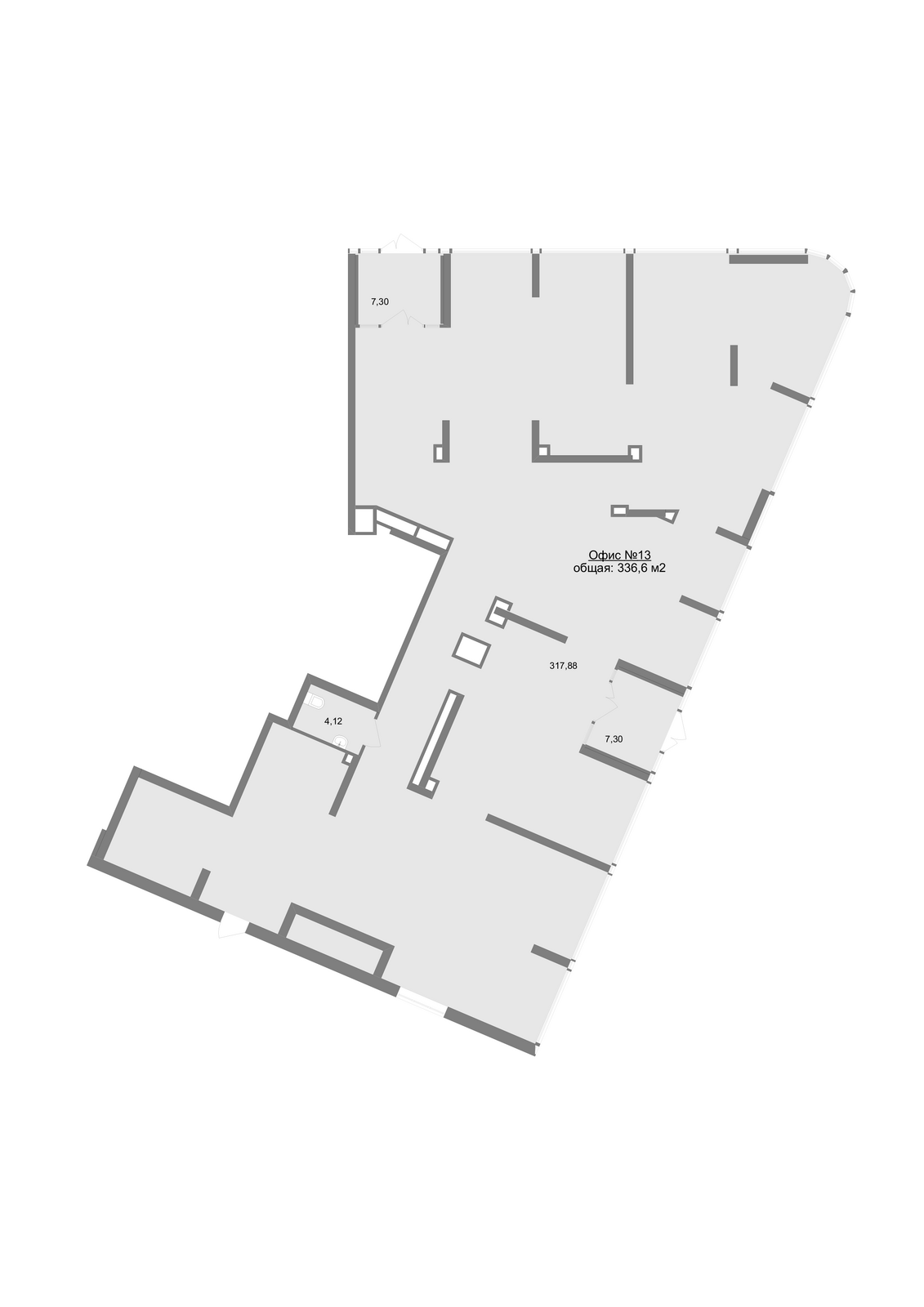Офисное помещение, 336,6 м², 97 614 000 ₽, 290 000 ₽/м², г. Екатеринбург, ул. Тенистая, д. 8с5,  №13, («ЖК «На Тенистой»»), этаж: 1/22