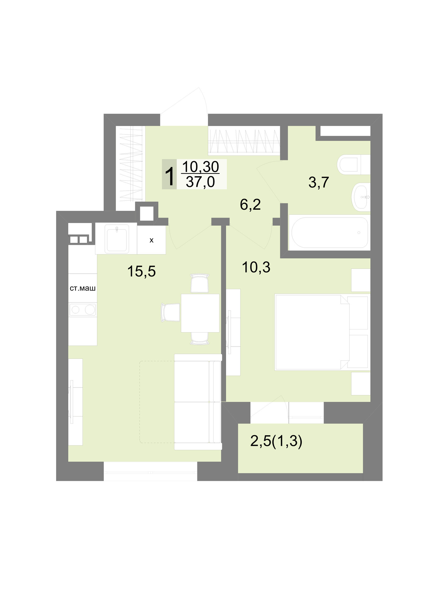1 к. квартира, ЖК «Белый парус» 3 очередь, ул. Татищева, д. 104,  кв. 254, пд.5, эт. 2/17, 37 м², 9 040 000 ₽, 244 324 ₽/м²