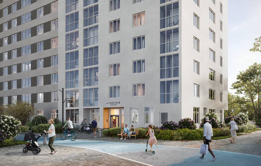 Вход в подъезд расположен на уровне земли