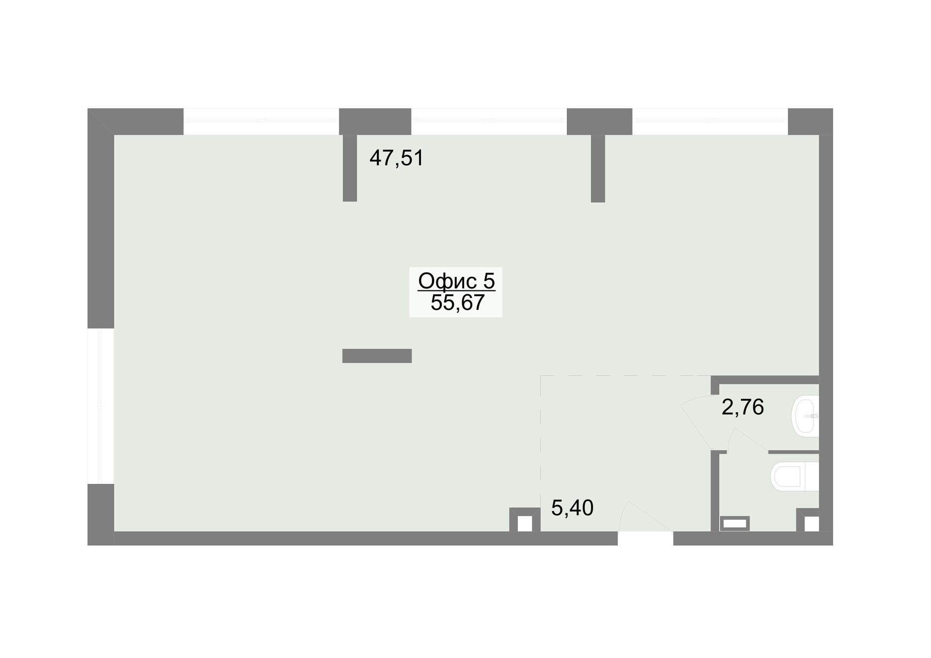 Новация Коммерческая недвижимость, 55,5 м², 8 602 500 ₽, 155 000, г. Екатеринбург, ул. Краснофлотцев, д. 40, №5, («ЖК «Новация»»), этаж: 2/10